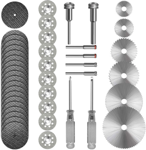 Cutting Wheel Set Compatible with Plastic - 36pcs for Rotary Tool, HSS Circular Saw Blades 6pcs, Resin Cutting Discs