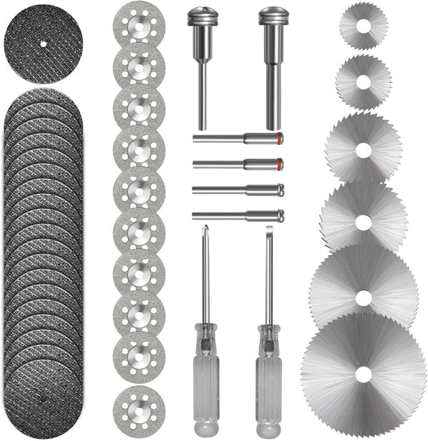 Cutting Wheel Set Compatible with Plastic - 36pcs for Rotary Tool, HSS Circular Saw Blades 6pcs, Resin Cutting Discs
