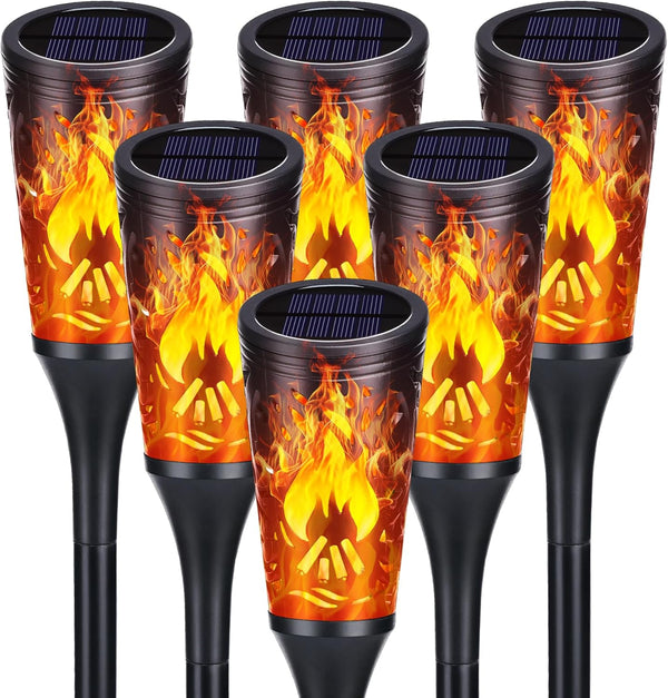 Toodour Solar Lights Outdoor, 6 Pack Solar Torch Lights with Flickering Flame,
