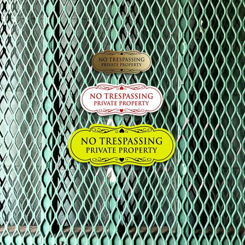 Signs ByLITA No Trespassing Private Property Wall Sign, Security Sign for Property (Black/Gold) - Small (1 Pack)