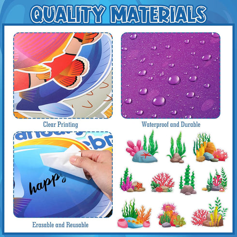 Under The Sea Birthday Bulletin Board Set, Ocean Theme Classroom Decorations, Sea Animals, Tropical Fish Cutouts, Wall