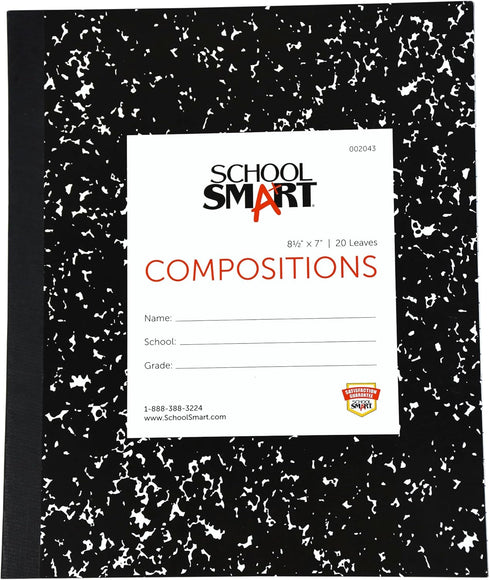 School Smart Ruled Composition Book, Flexible Cover, 8-1/2 x 7 Inches, 40 Pages
