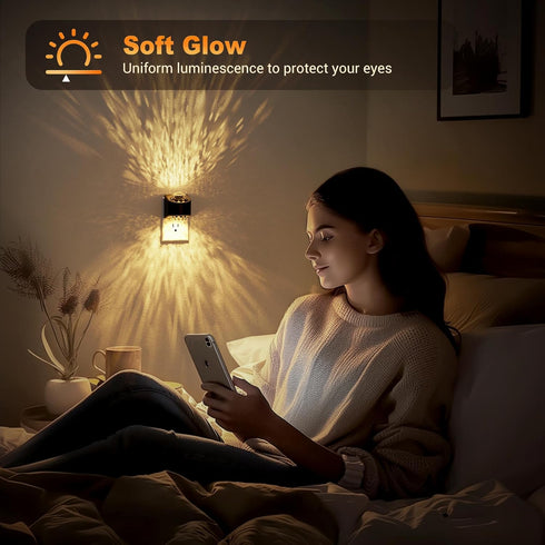 2 Pack 3000K JandCase Night Lights Plug into Wall, Star Projector Night Light with Soft White, Automatic Galaxy