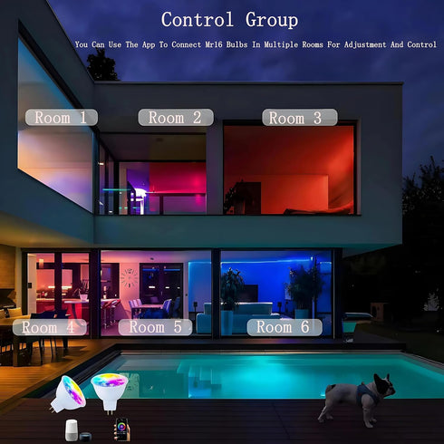 MR16 GU5.3 Bulb,GU5.3 Bulbs,Dimmable Bulbs,12Volt Gu5.3 Bulbs Assistant,16Million Smart LED Light Color Changing Light