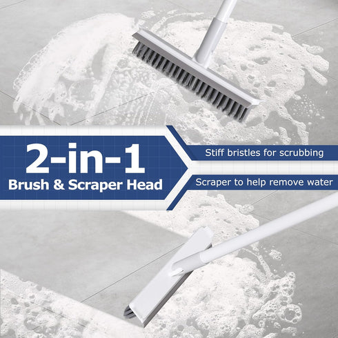 IVYROLL Grout Brush with Long Handle, Floor Cleaning Scrubber with Stiff Bristles for Tile Line, Shower, Crevice