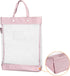 PATIKIL Nylon Document Bag with Handle, Mesh Transparent Handbag for Office Business, Pink