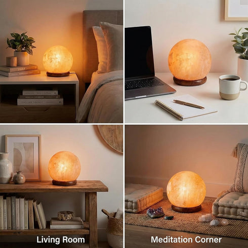 SAF Naturals 6 Inch Dimmer Himalayan Natural Salt Lamp, Globe Shape, Diameter, with Cable