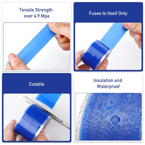 6 Roll Self Fusing Silicone Tape 1 Inch Wide and 5 Feet Long (30 Feet Total) Rubber Flame Retardant High Temperature PVC Tape for Leaks Repair Tools Electrical Wires Wrap Seal Pipes Indoor Outdoor