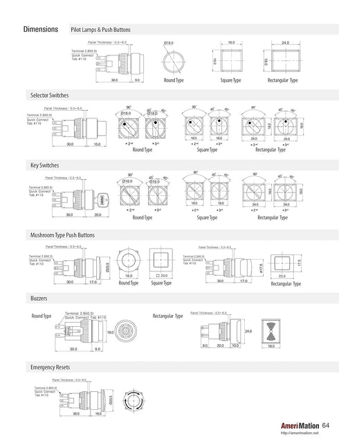 K16-S115-Y-6VDC, Bulb, K16 6VDC LED Switch, Yellow