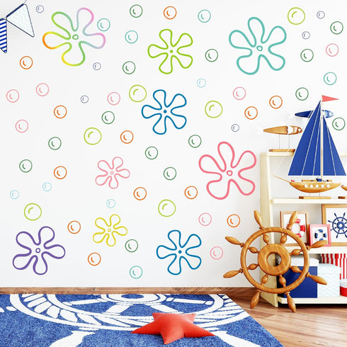 Kuloral 187PCS Flower Bubbles Wall Decals Under The Sea Birthday Party Decorations Ocean Wall Stickers Wall Decor