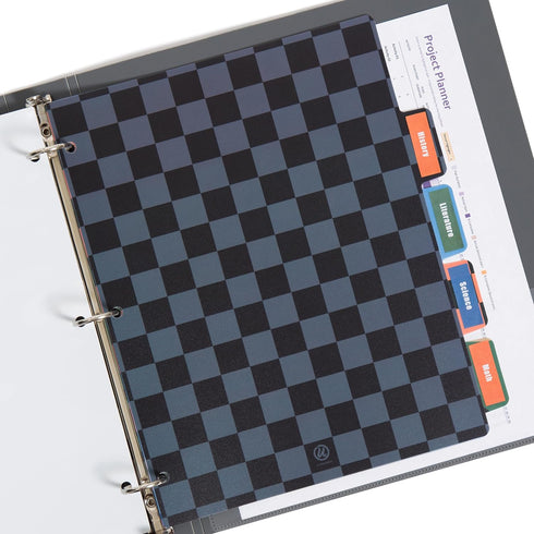 U Brands 1" Poly Performance Binder with 5 Tab Dividers and Labels, Silver Metal O-Rings, Checkered Print