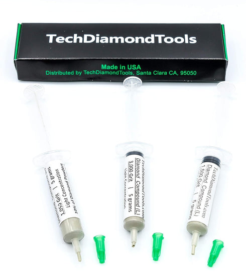 TechDiamondTools USA Made Kit of 3 Diamond Polishing Compound Paste - 1050, 1500, 3000 Grit for Marble, Glass, Metal