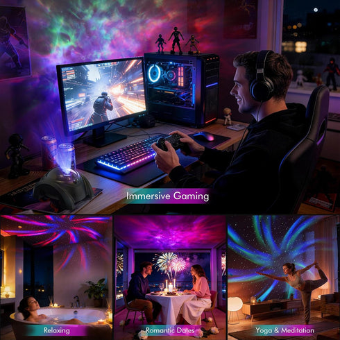 Rossetta 58 Dual Lens Galaxy Projector, Star Projector for Bedroom with Light Effects, Night Light Projector with White