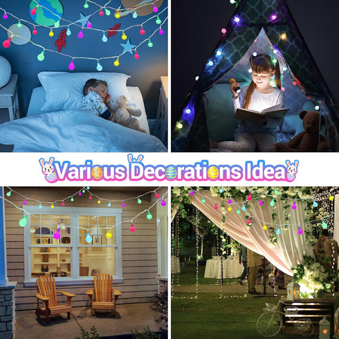 19.3ft 60 LYHOPE Easter Pastel Light, LED Globe Decoration Lights, Battery Powered Pastel String Lights for Easter