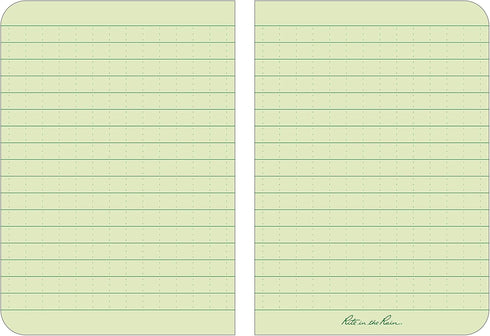 Rite in the Rain Weatherproof Soft Cover Pocket Notebook, 3.5" x 5", Green Cover, Universal Pattern (No. 954)