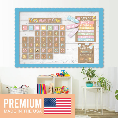 Rustic Classroom Calendar Set Bulletin Board, Teacher Calendar for Elementary Preschool Classroom School Calendar