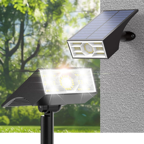 Solar Spot Lights Outdoor, 2 Pack Outdoor Solar Lights for Yard Waterproof,