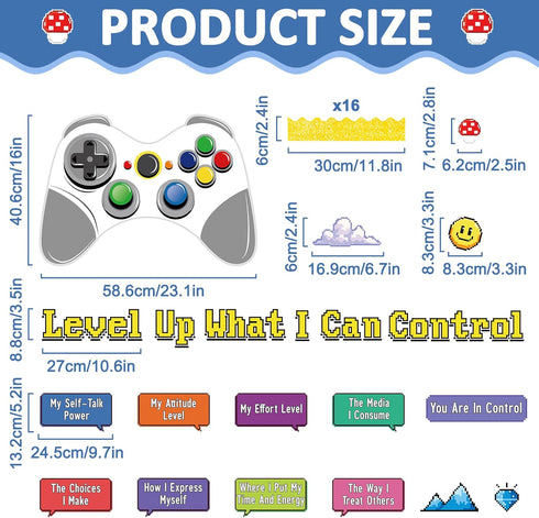 Mindset Set Mindset Growth Video Game Theme Bulletin Board Things I Can Control Positive Bulletin Decor Classroom