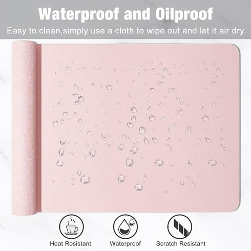 Hsurbtra Desk Pad, 35.5" x 17" PU Leather Mat, XXL Extended Mouse Pad, Waterproof Desk Blotter Protector