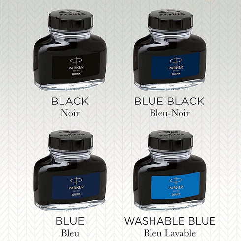 Parker Fountain Pen Ink Bottle, Washable Blue QUINK Ink, 57 ml Fountain Pen Refill