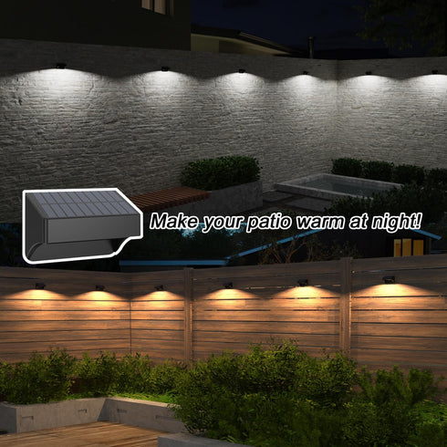 IP65 with10 (4) ZCXLIGHT Solar Fence Lights Outdoor,Fence Solar Lights Outdoor Waterproof Led Fixed Colors RGB Color