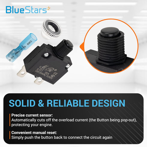 BlueStars 5 Packs 15Amp Thermal Circuit Breaker 125/250V AC 32V DC - Overload Protector with Push Button Manual Reset