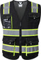 JKSafety Hi Vis Reflective Safety Vests for Men & Women, High Visibility Vest with Pockets, Black, XXL
