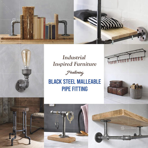 1/2 Inch Black Nipple Pipe, Ideal for Building Industrial Furniture and Shelves, Purchase the Length You Need