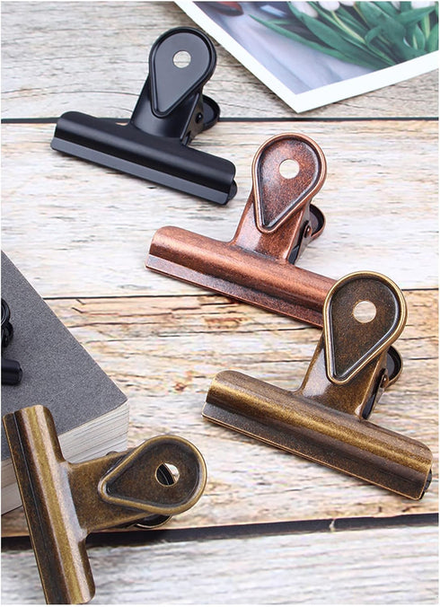 Zittop 4 Pack Metal Binder Clips, Bronze Invoice Bill Clip Utility Paper Clips for Office Home Use
