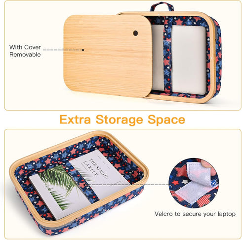 Mayjoy Bamboo Lap Desk with Storage, Cover Removable Lap Desk for Lap, Computer Laptop Stand on Lap, Work on Bed
