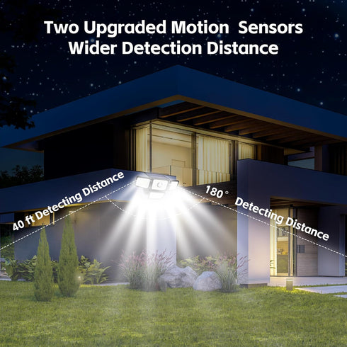 4 3000LM, 283 LED,6500 IP65 270 Driveway(2Pack) Heads Sensor Lamp Solar, Motion Sensor Outdoor Lights K, Motion Sensor