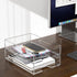 HIIMIEI Clear Acrylic Paper Organizer for Desk, Stackable 2 Tier Letter Tray for Home, School, Office