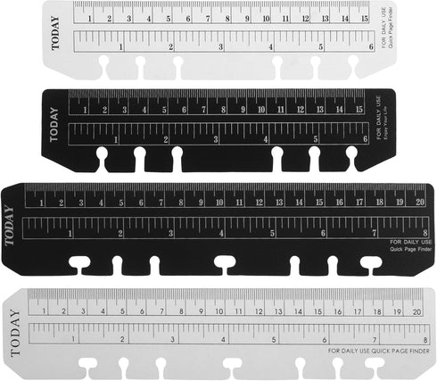 BCP 4pcs Plastic Clear and Black A5 A6 Page Marker Pouch Page Finder for 6-Hole Binder Notebook