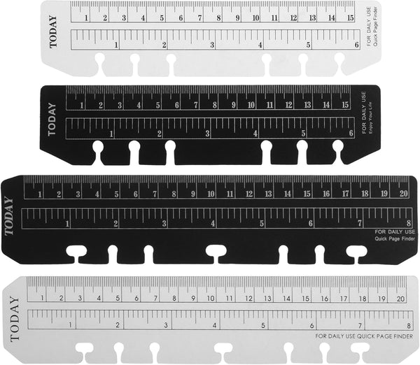 BCP 4pcs Plastic Clear and Black A5 A6 Page Marker Pouch Page Finder for 6-Hole Binder Notebook