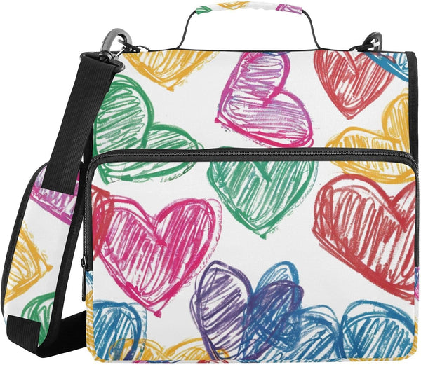 ALAZA Heart Crayon Drawing 3 Ring Zipper Binder 500 Sheets Expanding File Folder
