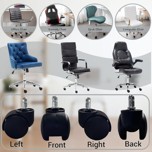 BTExpert 2" Heavy Duty Office Chair Wheels, Safe for All Floors, Rotating Mute Universal Standard Stem Size,