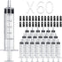 60 Pack 5ml Plastic Syringes, Separate Sterile Packaging, Without Needle, for Scientific Labs Measurement