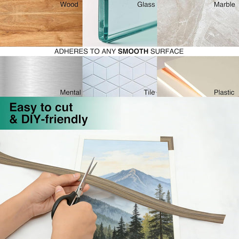 VLKAVIVA Walnut,0.8 10ft) Flexible Wall Corner Protector Molding Trim, Peel and Stick Self Adhesive Wall Trim Corner