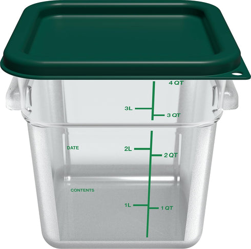 Carlisle FoodService Products Squares, Square Food Storage Container, Stackable Design for Catering, 4 Quarts, Clear