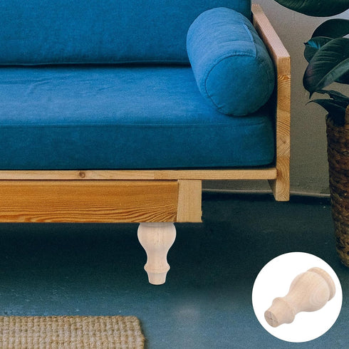 3.54x1.85 Inch Operitacx Wooden Sofa Legs French Style Decorative Round Furniture Feet Unfinished Wood Replacement
