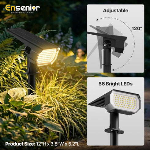 56 3000K IP65 4 Pack Ensenior Solar Spotlights Outdoor, LEDs Brightness Adjustable LED Solar Garden Lights, Halloween