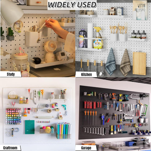 8PCS Pegboard Wall Organizer Panels, White Pegboard Wall Mount for Craft Room, Garage, Kitchen, Easy to Install