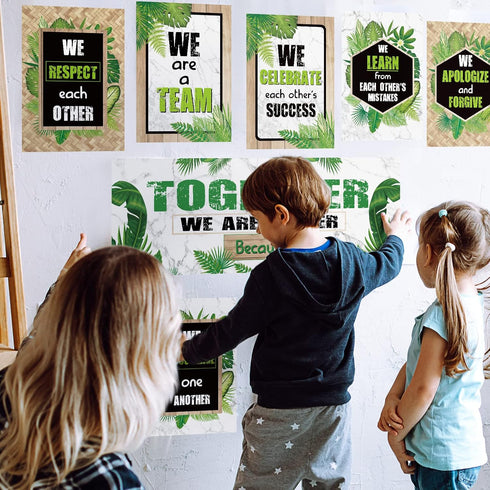 Green Plant Poster Bulletin Board Classroom Banner Decoration Set for Office Preschool Elementary Middle School Decor