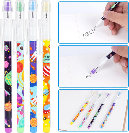 Kolewo4ever 48pcs Space Multi Point Pencils, Fun Astronaut Pencils, Planet Rocket Space Ship Pencils for Classrooms