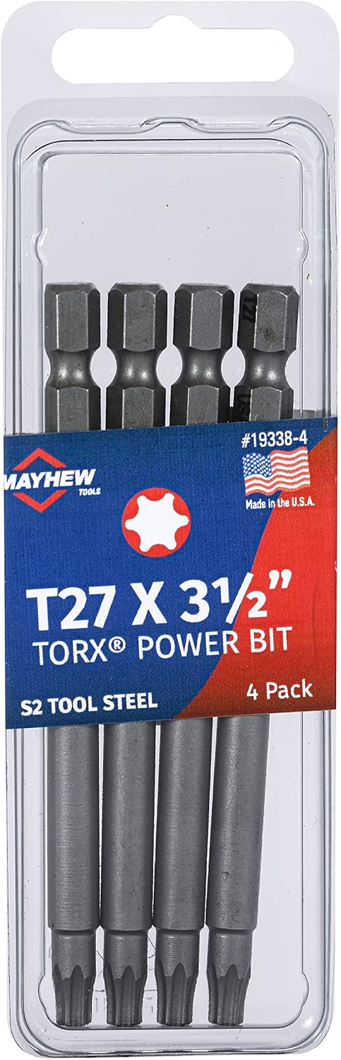 Mayhew Tools 19338-4 USA Torx Power Bit, T27 x 3.5", 4-Pack
