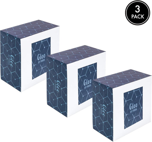 Pukka Pad, Glee Memo Block, 3-Pack – 500 Sheets of White 70GSM Note Paper for Home, Office, and School Memos – 3.15 x 3.15 Inches, Patterned Printed Edges