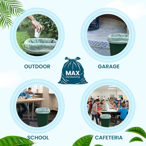 MAX MANUFACTURING 7-10 1000 Count (24" 24", 6 Commercial 20 50 Count Premium Gallon Trash Can Liners x Mic) Strong