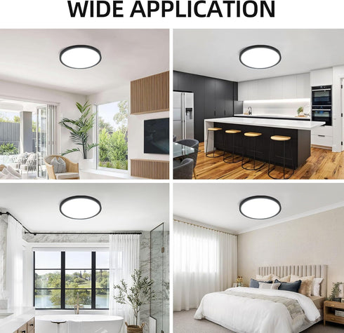 12 Inch 24W 3000K/4000K/5000K, Closet hykolity Selectable CCT LED Round Flat Panel Light, Edge-Lit Flush Mount Ceiling