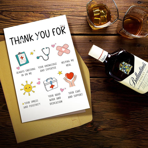 Supoeguk Cute Thank You Card for Doctor Nurse, Funny Healthcare Worker Appreciation Cards Gifts, Medical Staff
