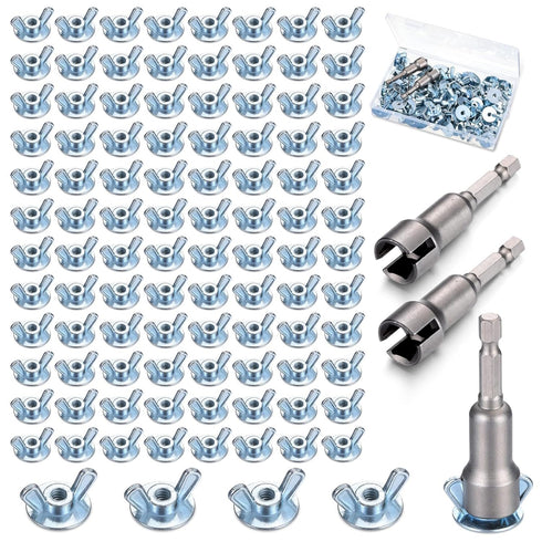 Otoolling 102 Pcs 1/4" -20 Washer Wing Nuts Set with Power Driver Bit